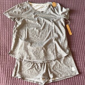 Rae Dunn Dark Heather Gray Short Pajama Set Sz M Coffee Time
